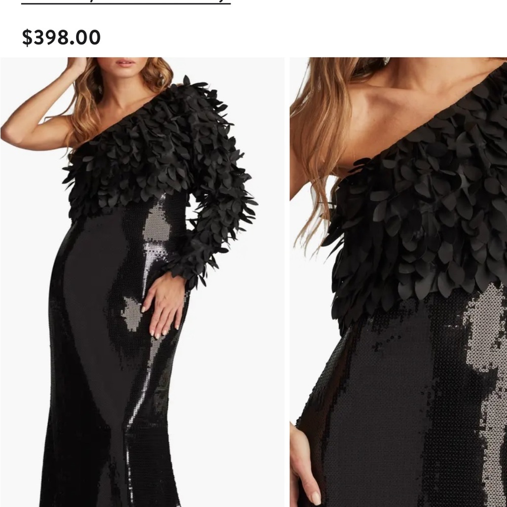 Sequin Appliqué One-Shoulder Single Long Sleeve Gown
SHO by Tadashi Shoji